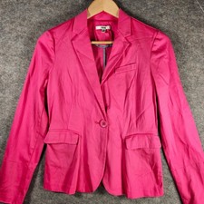 Papaya Hot Pink Button Front Blazer Jacket Women's Size Medium Classic Clueless