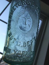 Old Brooklyn NY Brewery/ beer bottle - Suns' face c1898
