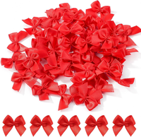 jollybows Mini-Satinband-Schleifen, 2,5 Cm, Rot, 100 StüCk, Kleine Bastelschleif