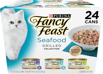 Purina Fancy Feast Grilled Wet Cat Food Variety Pack Seafood   24 x 3oz Cans