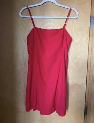 GAP Red Linen Slip Dress Square Neck Strappy Sleeveless Short Size S | eBay