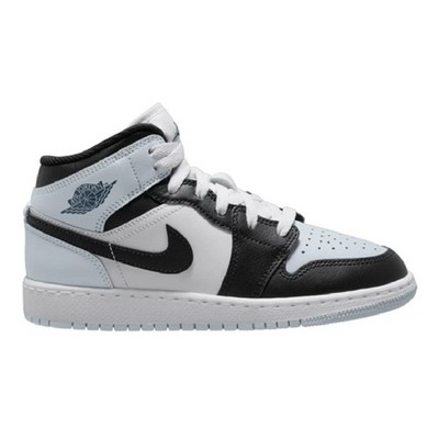 Big Kid's Jordan 1 Mid Black/Black-Aura-Squadron Blue (DQ8423 002