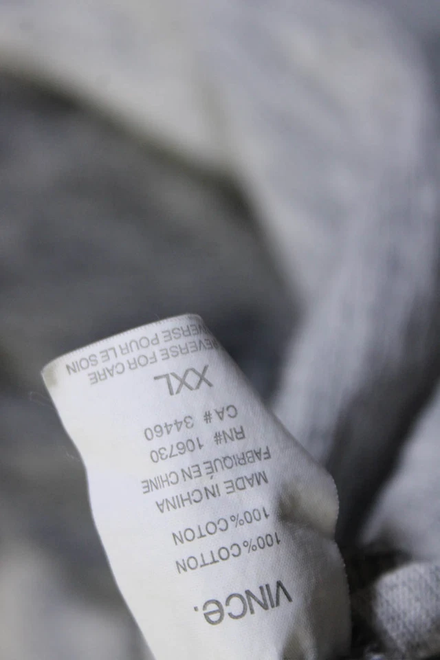 Vince Mens Cotton Heather Gray Long Sleeve Pullover Hoodie Size XXL - Image 4 of 4