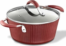 NutriChef Cooking Pot with Lid - Non-Stick High-Qualified, 2.1 Quart - Red