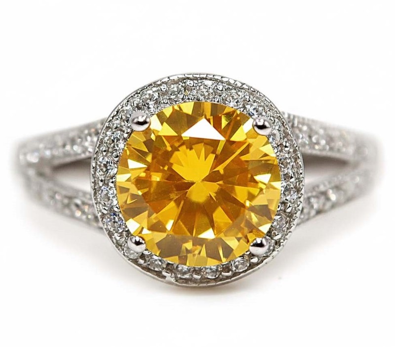 3CT Heat Treated Yellow Topaz 925 Solid Sterling Silver Ring Sz 9 