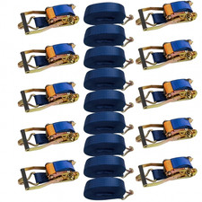 10 Pack Ratchet Straps 5m 50mm 5 Ton Heavy Duty Tie Down 5000kg Cargo Pairs