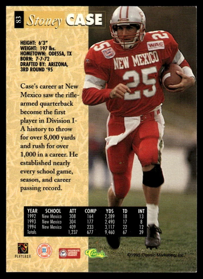 1995 Classic Five Sport #83 Stoney Case - Image 2 of 2