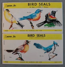 Vintage Amscan Inc. Bird Seals Booklets of 24 Each ~Two Different ~ Made in USA