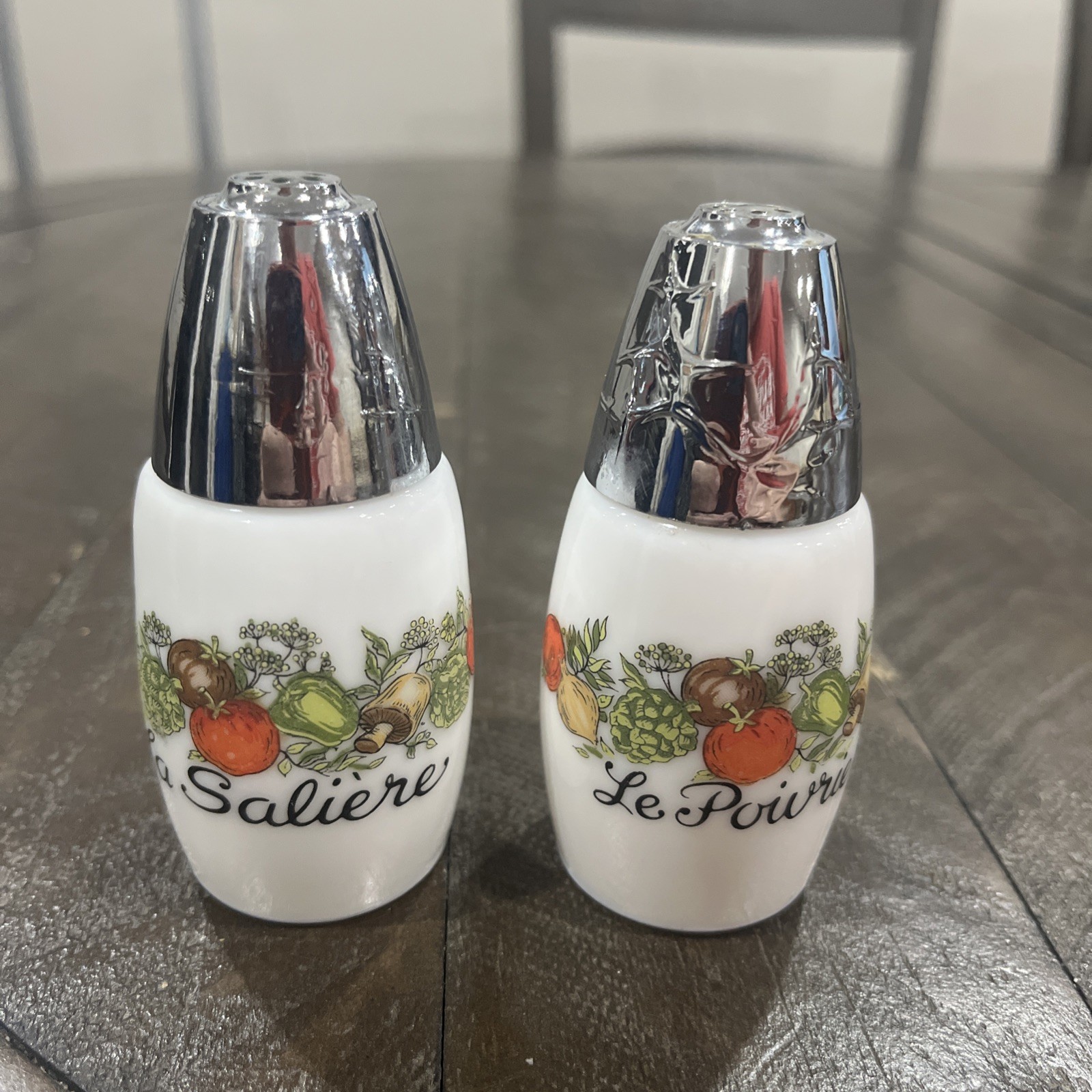 Vtg Corning Ware Gemco Spice of Life Salt Pepper Shakers La Saliere Le Poivrier