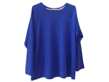 ISAAC MIZRAHI LIVE ESSENTIALS Plus Blue Long Sleeve Active Shirt Top Sz 1XL
