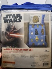 Star Wars Rule The Galaxy Blue, Grey, White 4 Piece Toddler Bed Set