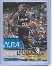Basketball Card IP auto NBA TIM DUNCAN HOF San Antonio Spurs rookie 97-98 Fleer. rookie card picture