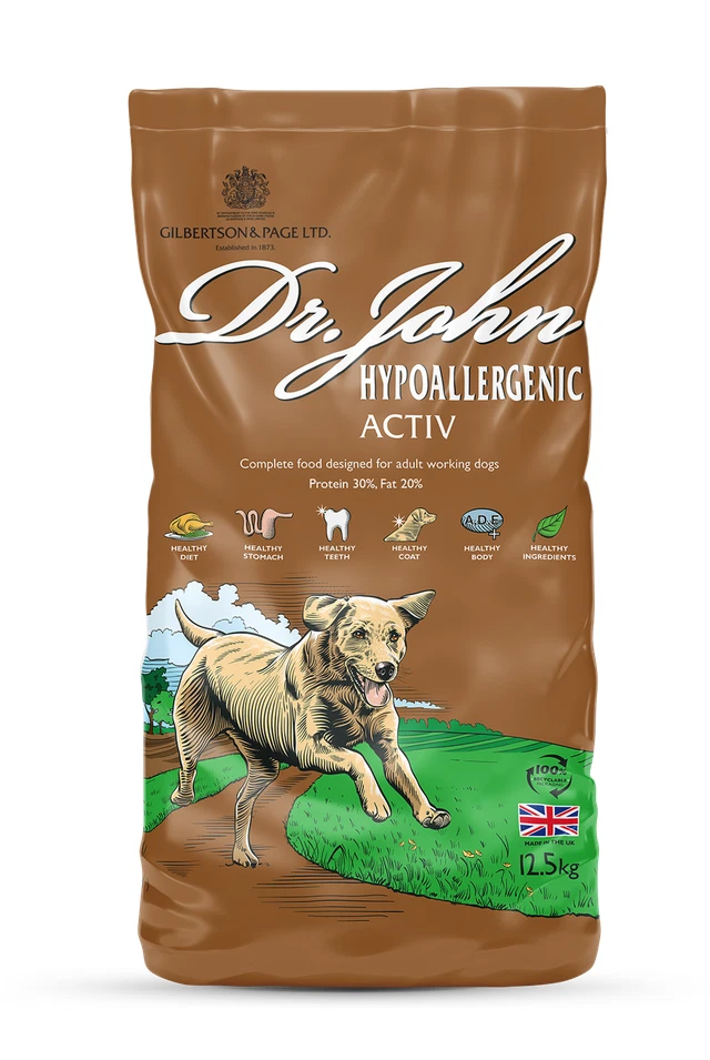 Dr John Hypoallergenic Activ Dry Dog Food 12.5kg Adult Active Working Dogs
Opens in a new window or