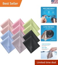 12 Pack Microfiber Lens Cleaning Cloths Ultra-Soft, Scratch-Free Eyeglass C...