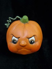 Vintage Anthropomorphic Halloween Frowning Grouch Pumpkin Fall