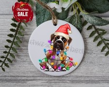 Boxer Christmas Light, Personalized Pet Ornament With Name, Custom Dog Christ...
