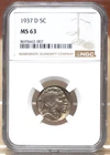 1937-D BUFFALO NICKEL NGC MS63 662007