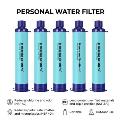 Emergency Water Filter Straws Survival Camping Hiking BPA Free 2/4/5-Pack