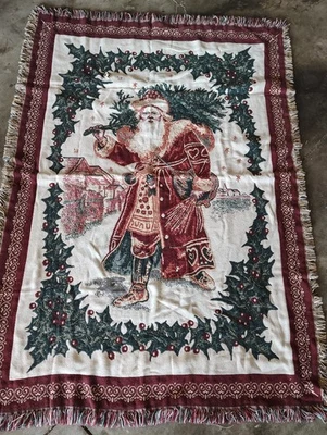 Goodwin Weavers Christmas Santa fringed tapestry throw blanket - Image 1 of 4