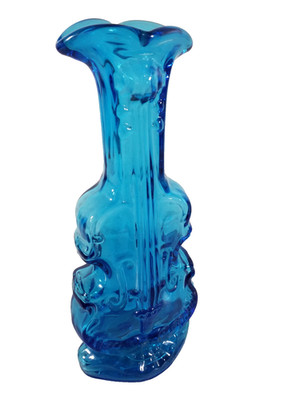 Vintage Imperial Glass Blue Violin Cello Vase 9.5'' TALL 4.5 WIDE