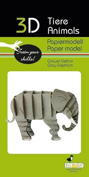 Fridolin Modello di carta 3D elefante grigio - Immagine 2 di 4