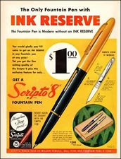 1951 vintage AD SCRIPTO 8 Only Fountain Pen With an INK RESERVE Atlanta 081420