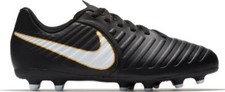 Youth Nike JR Tiempo RIO IV FG Cleats Black White Black 897731 002 US Size 5.5Y