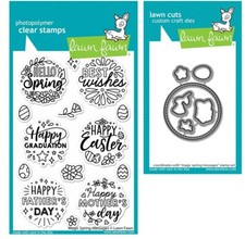 New Lawn Fawn MAGIC SPRING MESSAGES Clear Stamp and Die Set LF2782  LF2783