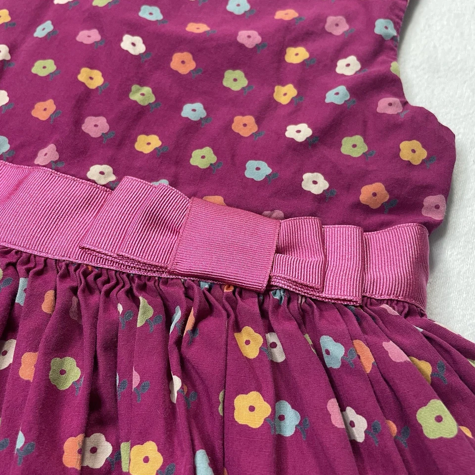 Vestido Baby Gap Niñas Magenta Flor Punto Rosa Cinta Lazo Talla 4T Foto 3 de 4