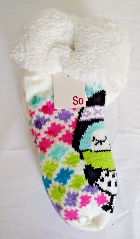 So Girls Penguin Plush Socks One Size NWT
