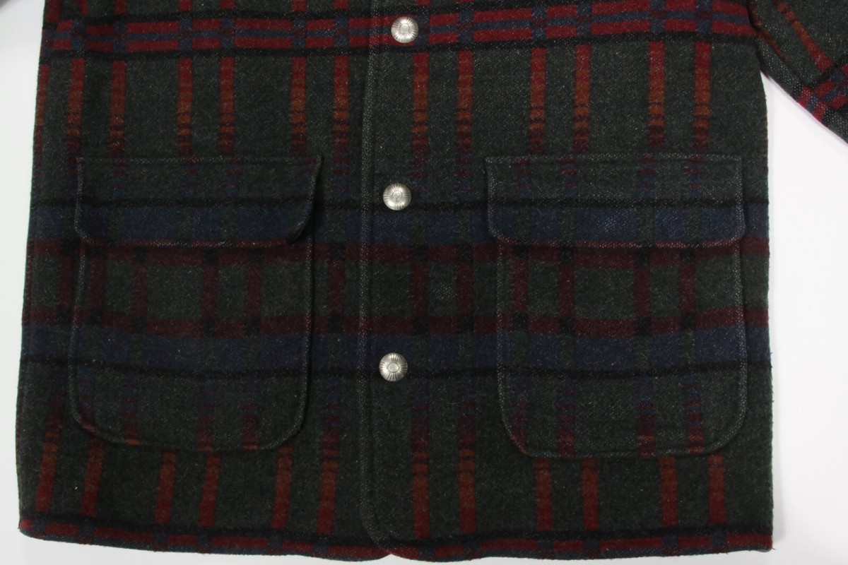 woolrich ウールジャケット 90s Vintage WOOLRICH Southwestern Green Blue Silver Button Wool