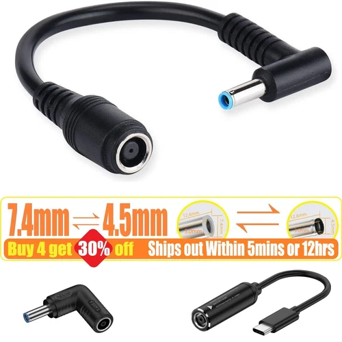 DC 7.4mm 4.5mm AC Charger Power Supply Adapter Charging Converter Cable For HP