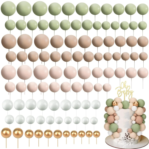 NNEOBA 110-Piece Matcha Green Cake Cupcake Topper DIY Mini Balls Baking Decorati - Afbeelding 1 van 6