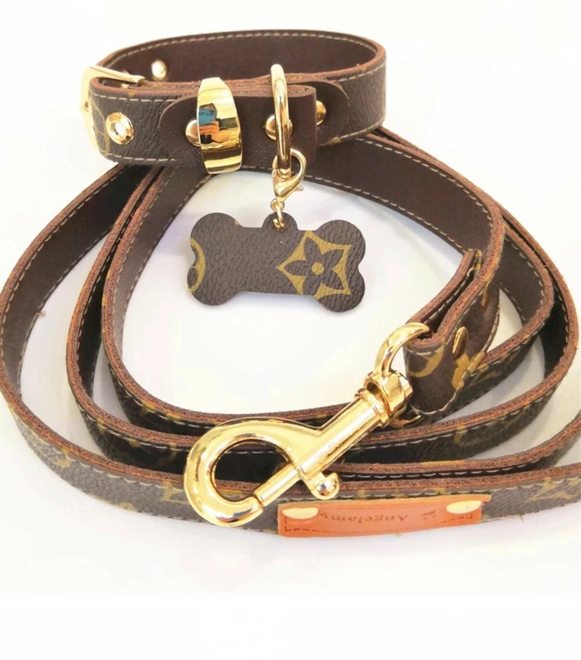 Juego de correas a juego de collar de perro cachorro clásico de lujo marca de moda talla XL Foto 3 de 4