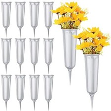 12 Pcs Cemetery Vases with Spikes Plastic Memorial Floral Vases Grave Flower