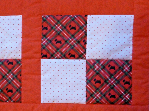 Handmade Scottie Dog - Baby Toddler Crib Quilt - Red Black & White 34" x 34" - Picture 3 of 6