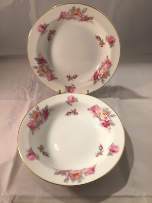 Sango SAN5 vtg porcelain china pink yellow roses gray leaves