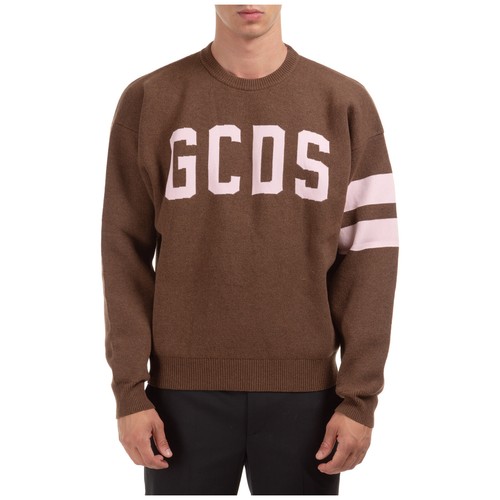 GCDS felpa uomo logo CC94M021151-14 marrone Brown collo tondo | eBay