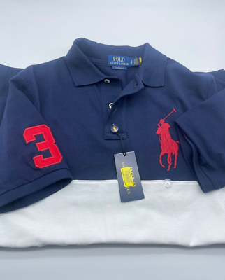 NWT Men's Polo Ralph Lauren Classic Fit Short-Sleeve Shirt Navy/white S 0023