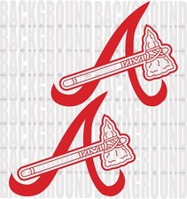 2 Atlanta Braves Cornhole Decals Each 15x12.5" Bean Bag Toss Sticker