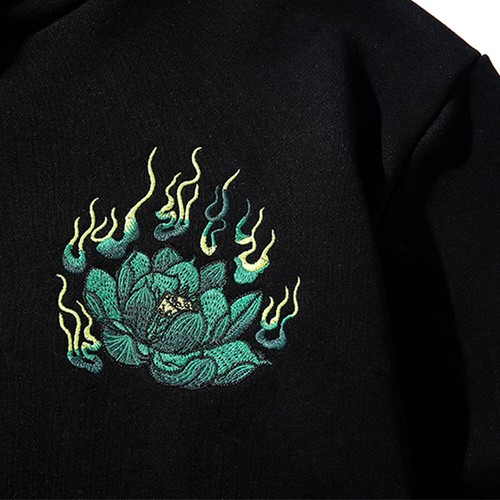 Sudadera con capucha bordada de tigre esmeralda Niepce para hombre ropa de calle japonesa pulóver - Imagen 7 de 9