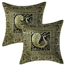 Home Decor Peacock Brocade Jacquard 16 x 16 in Pillow Cover Case Cushion