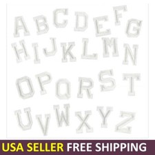 Embroidered Iron on patch Alphabet Letters Your Choice around 2" White Color