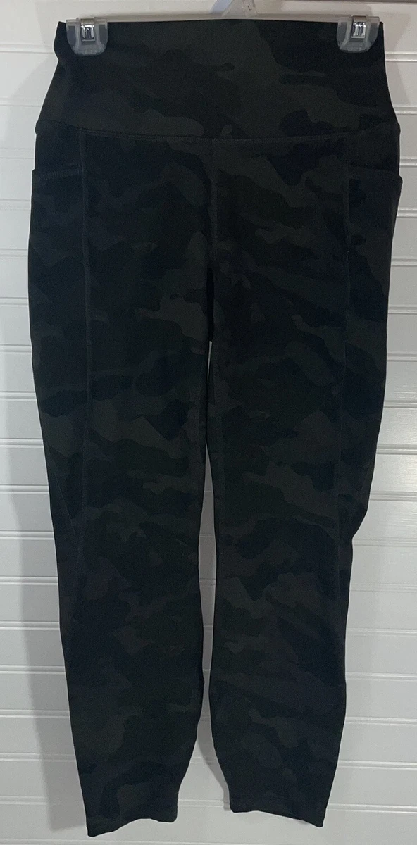 RBX reebok yoga leggings women medium green camo active wear RN#63619 24x22