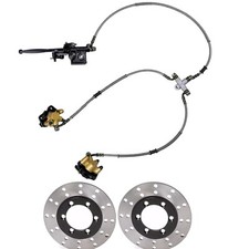 Front Hydraulic Twin Brake Caliper Cylinder Rotor Kit Fo Go Kart ATV Quad Taotao