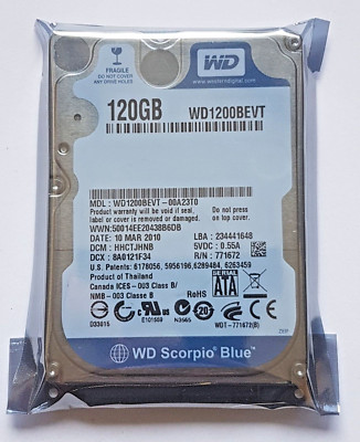 120 GB SATA Western Digital WD1200BEVT-00A23T0 5400RPM 8MB 2.5'' Festplatte Neu
