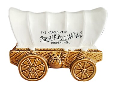 Vintage Covered Wagon Bank Harold Warp Pioneer Village Ceramic w/ Stopper Japan
