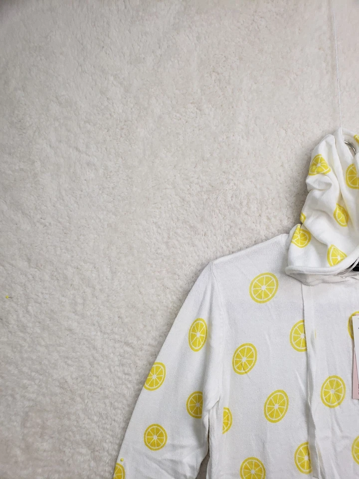Suéter Aqua Mujer Pequeño Blanco Estampado Limón Algodón B Manga Larga Pullover con Capucha Foto 2 de 4