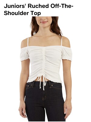 BCX Junior s Off The Shoulder White Blouse Top Size Medium