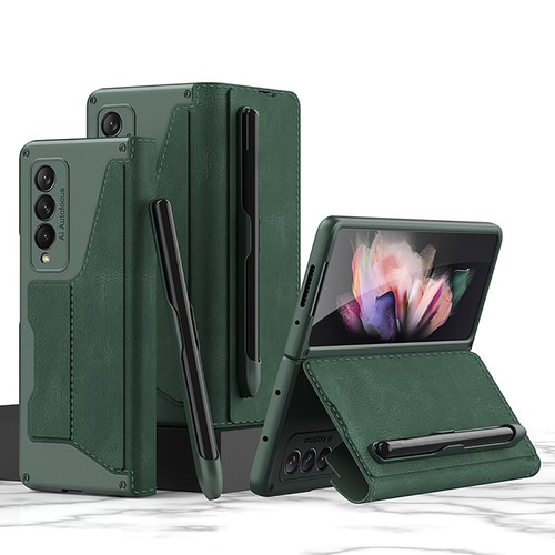 Phone Case Pen Slot Leather Clamshell Shell Protection Cover For Samsung Fold 3 - Picture 16 of 17